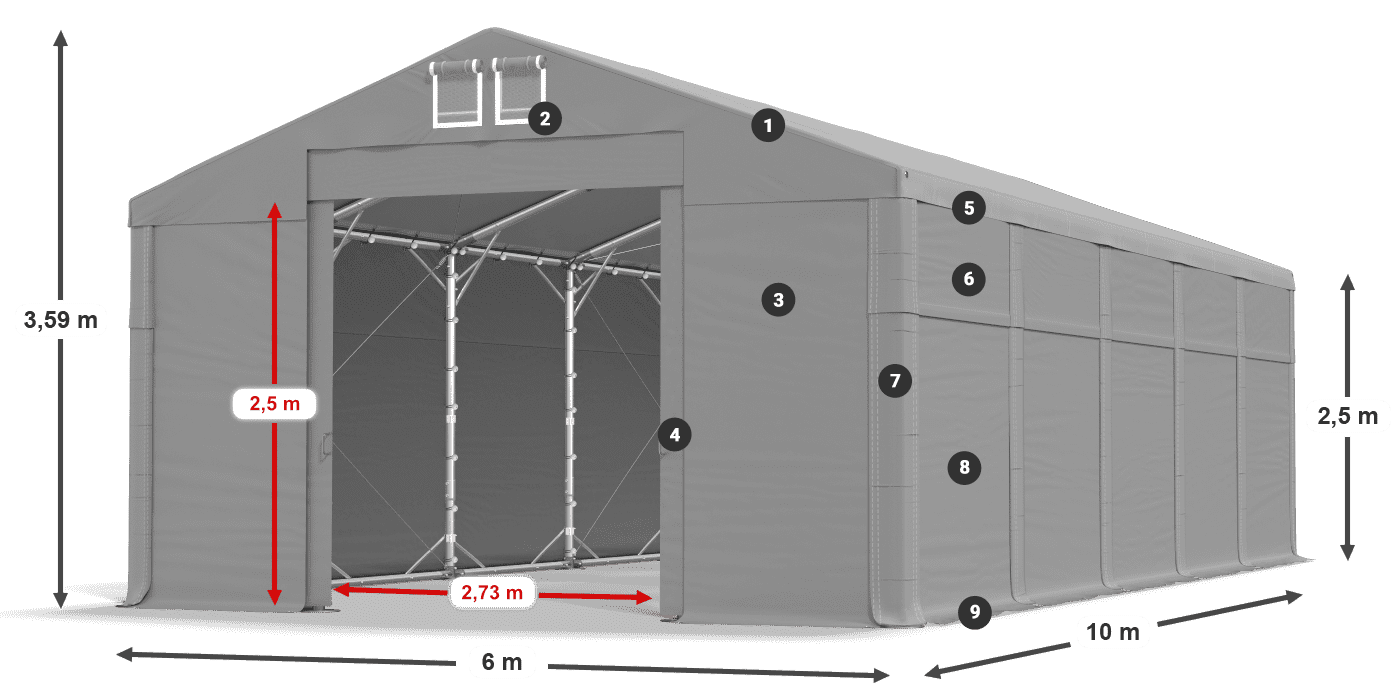 Střecha: SD 560 PVC Stěny: MS 580 PVC legenda 2,5m