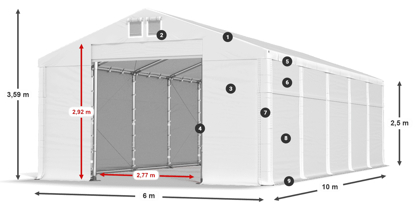 Střecha: SD 560 PVC Stěny: MS 580 PVC legenda 2,5m