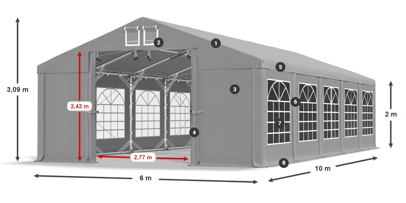 Střecha: FR 620 PVC Stěny: SD 500 PVC 2m legenda