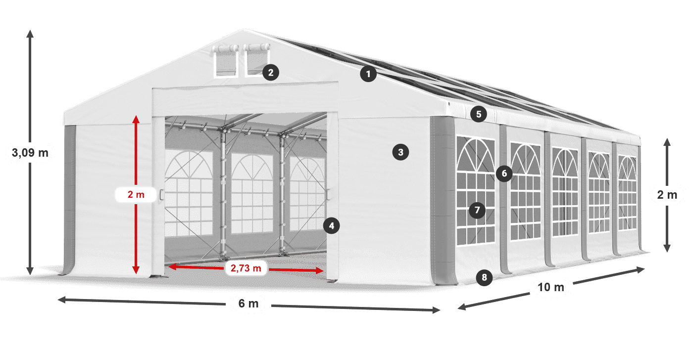 Střecha: MS T 580 PVC Stěny: FR 620 PVC 2m legenda