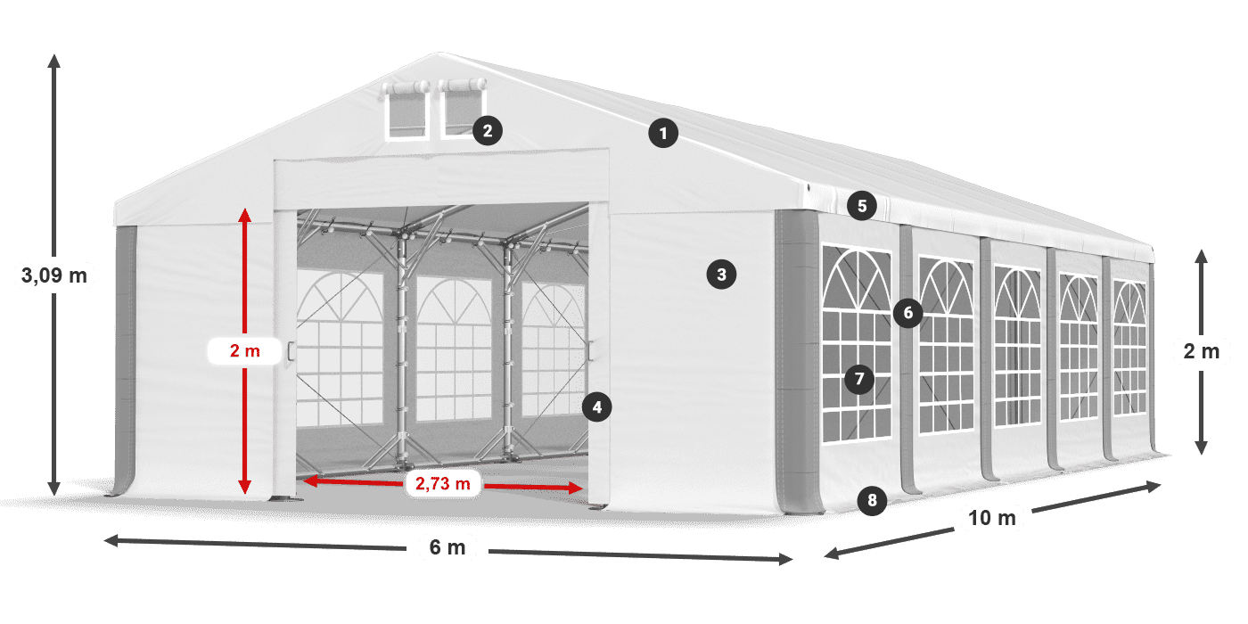 Střecha: MS 580 PVC Stěny: FR 620 PVC 2m legenda