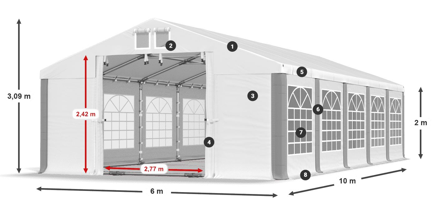 Střecha: MS 580 PVC Stěny: FR 620 PVC 2m legenda