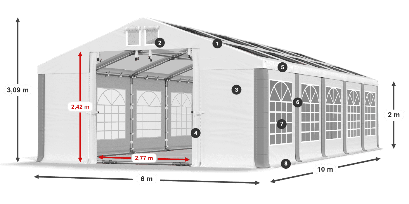 Střecha: MS T 580 PVC Stěny: FR 620 PVC 2m legenda