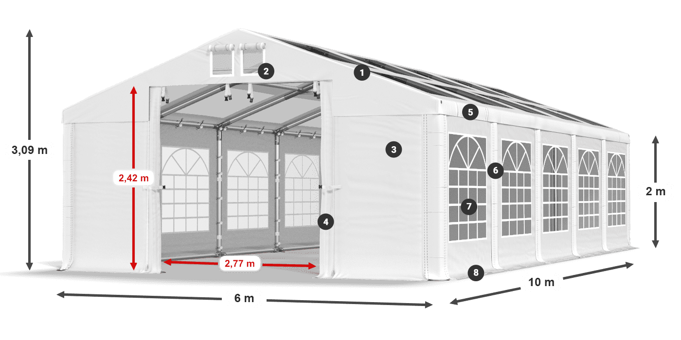 Střecha: MS T 580 PVC Stěny: FR 620 PVC 2m legenda