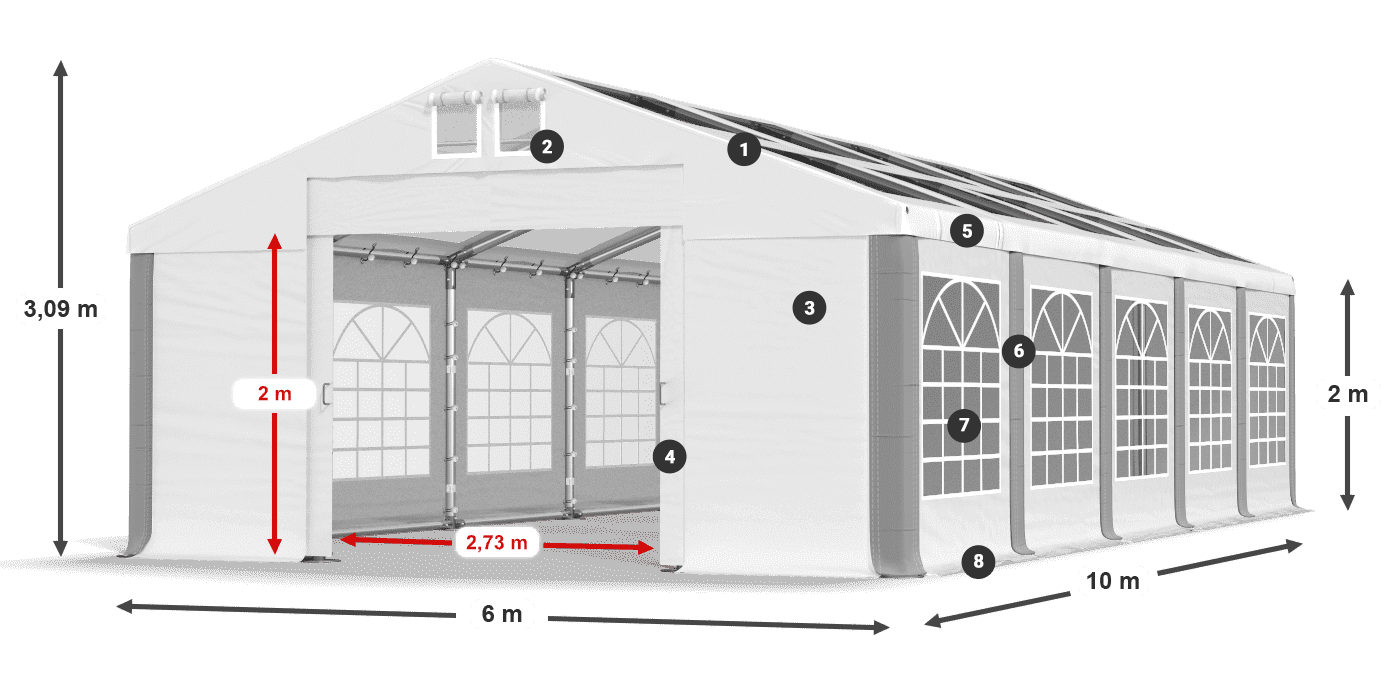 Střecha: MS 580 PVC Stěny: SD 500 PVC 2m legenda