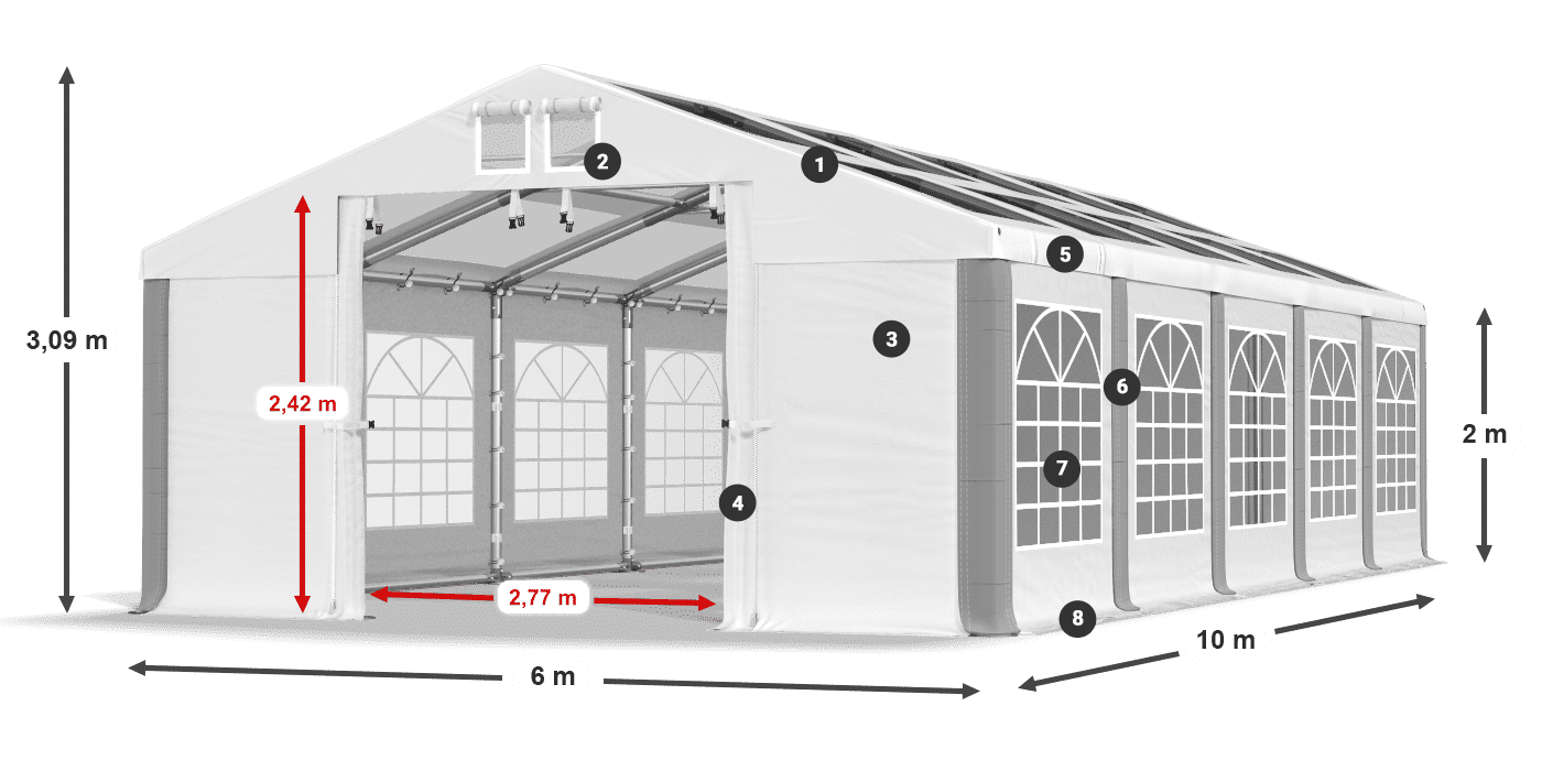 Střecha: MS 580 PVC Stěny: SD 500 PVC 2m legenda