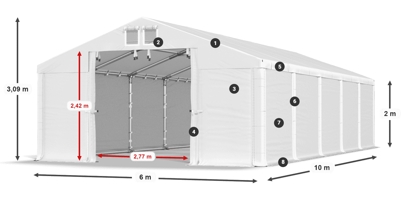 Střecha: SD 560 PVC Stěny: FR 620 PVC legenda 2m