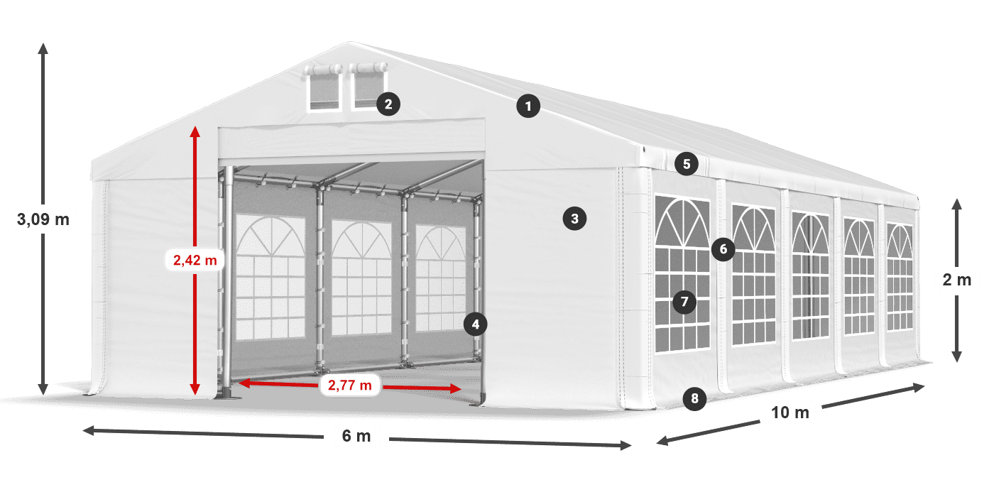 Střecha: SD 560 PVC Stěny: FR 620 PVC legenda 2m