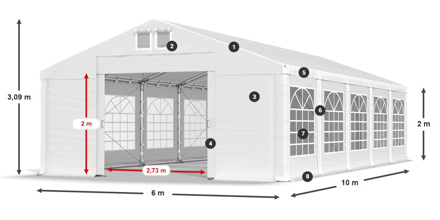 Střecha: SD 560 PVC Stěny: FR 620 PVC legenda 2m