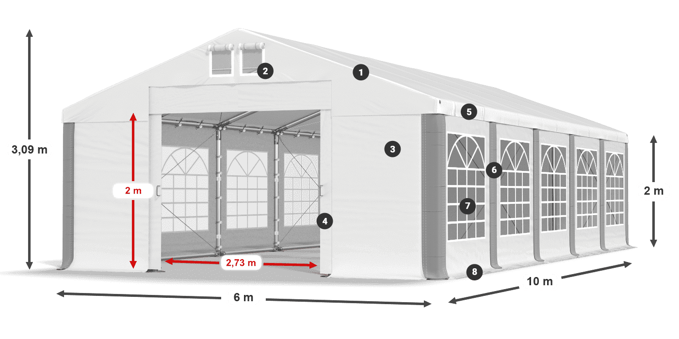 Střecha: SD 560 PVC Stěny: FR 620 PVC legenda 2m