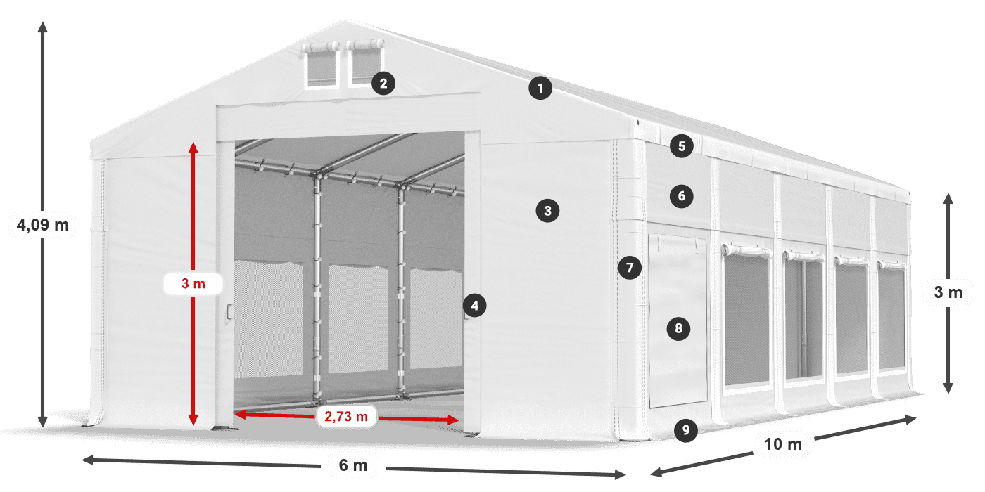 Střecha: MS 580 PVC Stěny: SD M 500 PVC 3m legenda