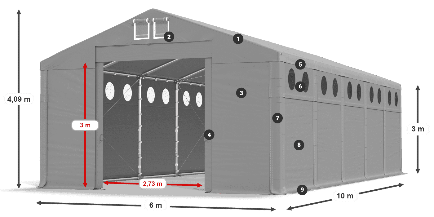 Střecha: MS 580 PVC Stěny: SD O 500 PVC 3m legenda