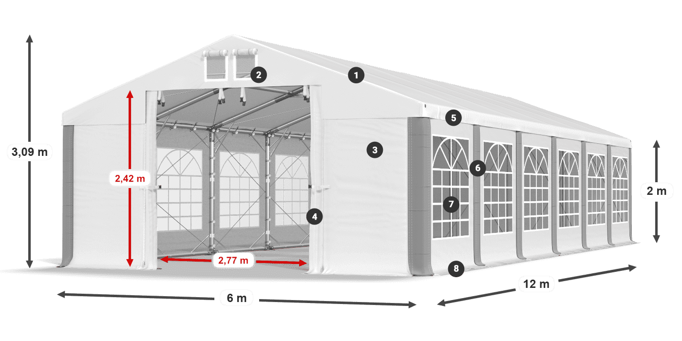 Střecha: FR 620 PVC Stěny: SD 500 PVC 2m legenda