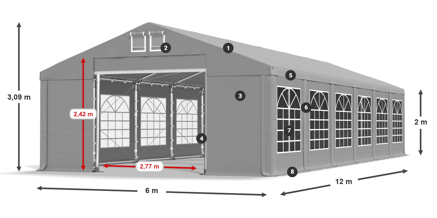 Střecha: FR 620 PVC Stěny: SD 500 PVC 2m legenda