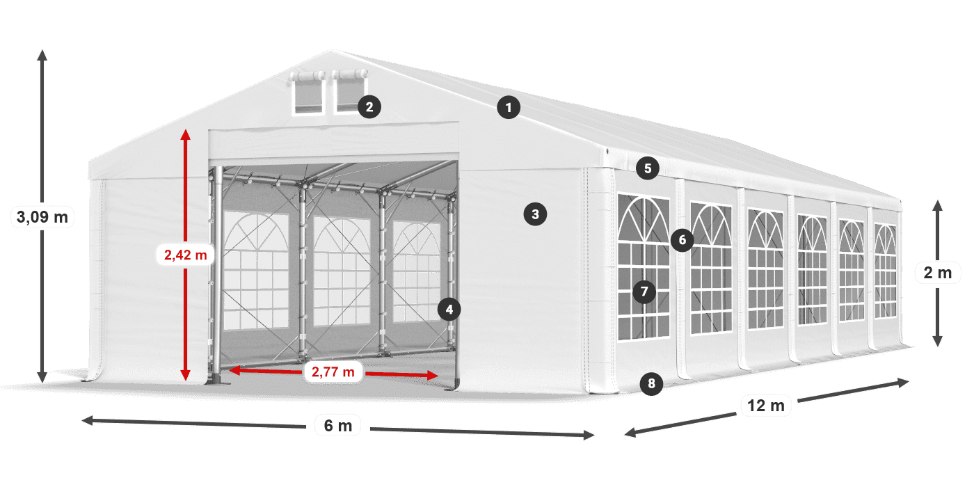 Střecha: MS 580 PVC Stěny: FR 620 PVC 2m legenda