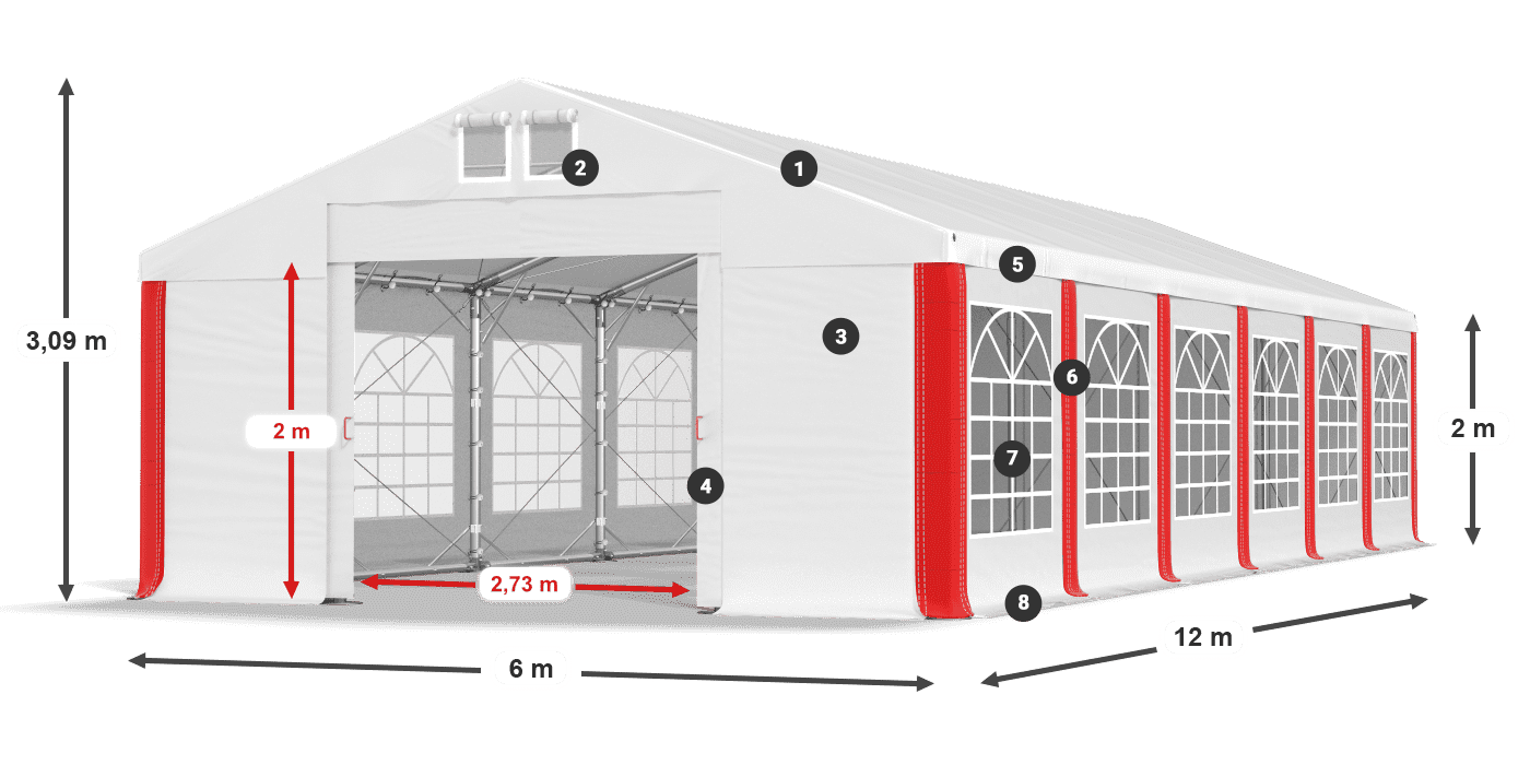 Střecha: MS 580 PVC Stěny: FR 620 PVC 2m legenda