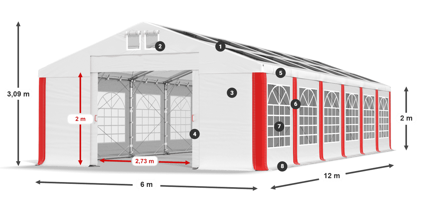 Střecha: MS T 580 PVC Stěny: FR 620 PVC 2m legenda