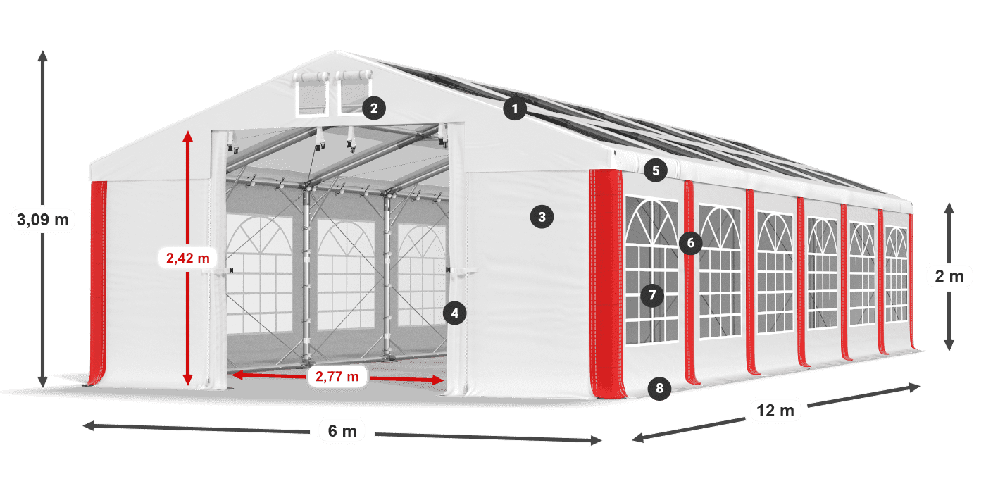 Střecha: MS T 580 PVC Stěny: FR 620 PVC 2m legenda