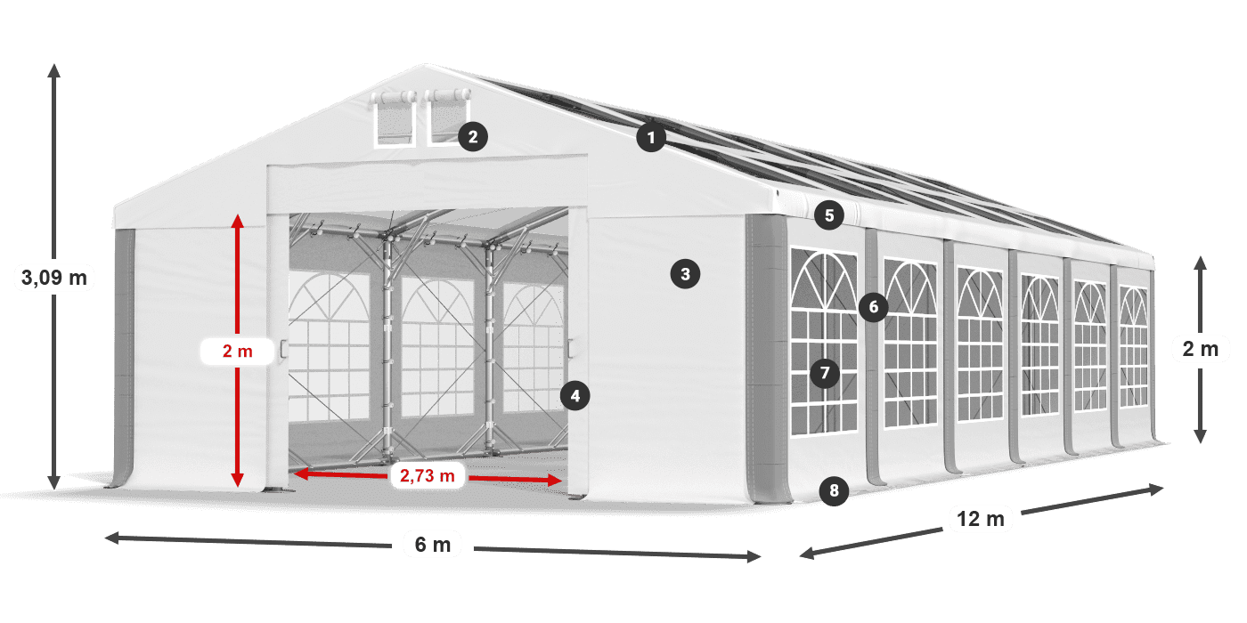 Střecha: MS T 580 PVC Stěny: FR 620 PVC 2m legenda
