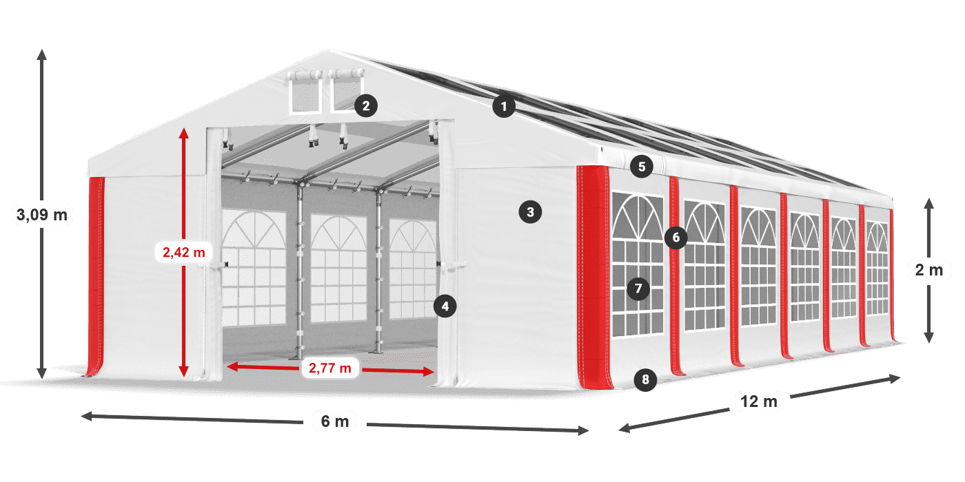 Střecha: MS T 580 PVC Stěny: FR 620 PVC 2m legenda