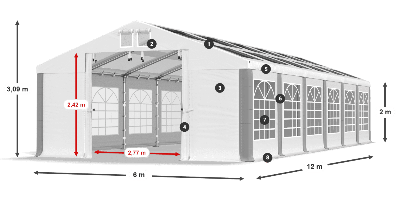 Střecha: MS T 580 PVC Stěny: FR 620 PVC 2m legenda