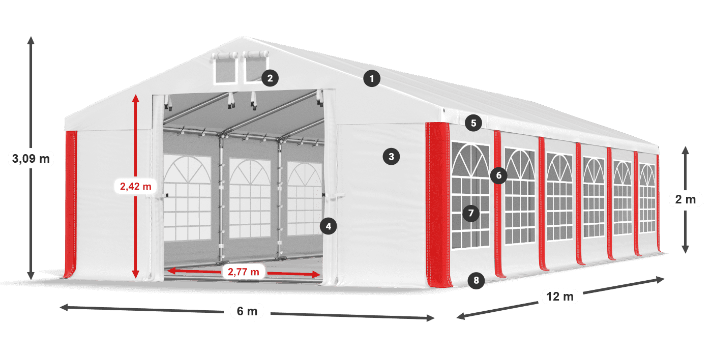 Střecha: MS 580 PVC Stěny: FR 620 PVC 2m legenda