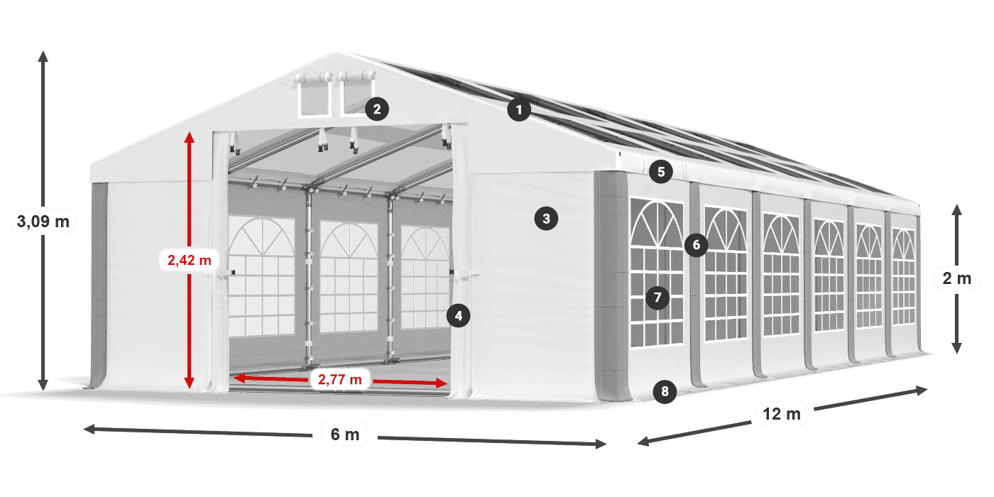 Střecha: MS T 580 PVC Stěny: FR 620 PVC 2m legenda