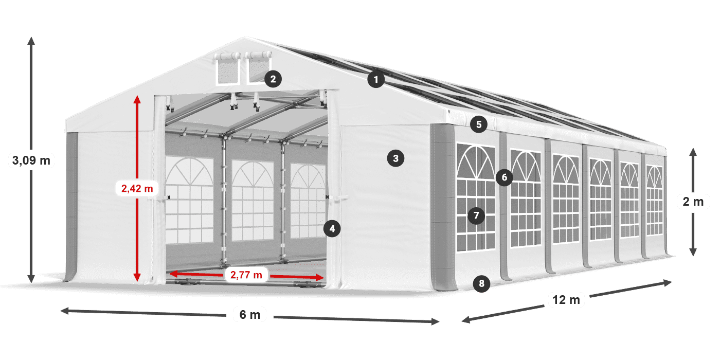 Střecha: MS T 580 PVC Stěny: FR 620 PVC 2m legenda