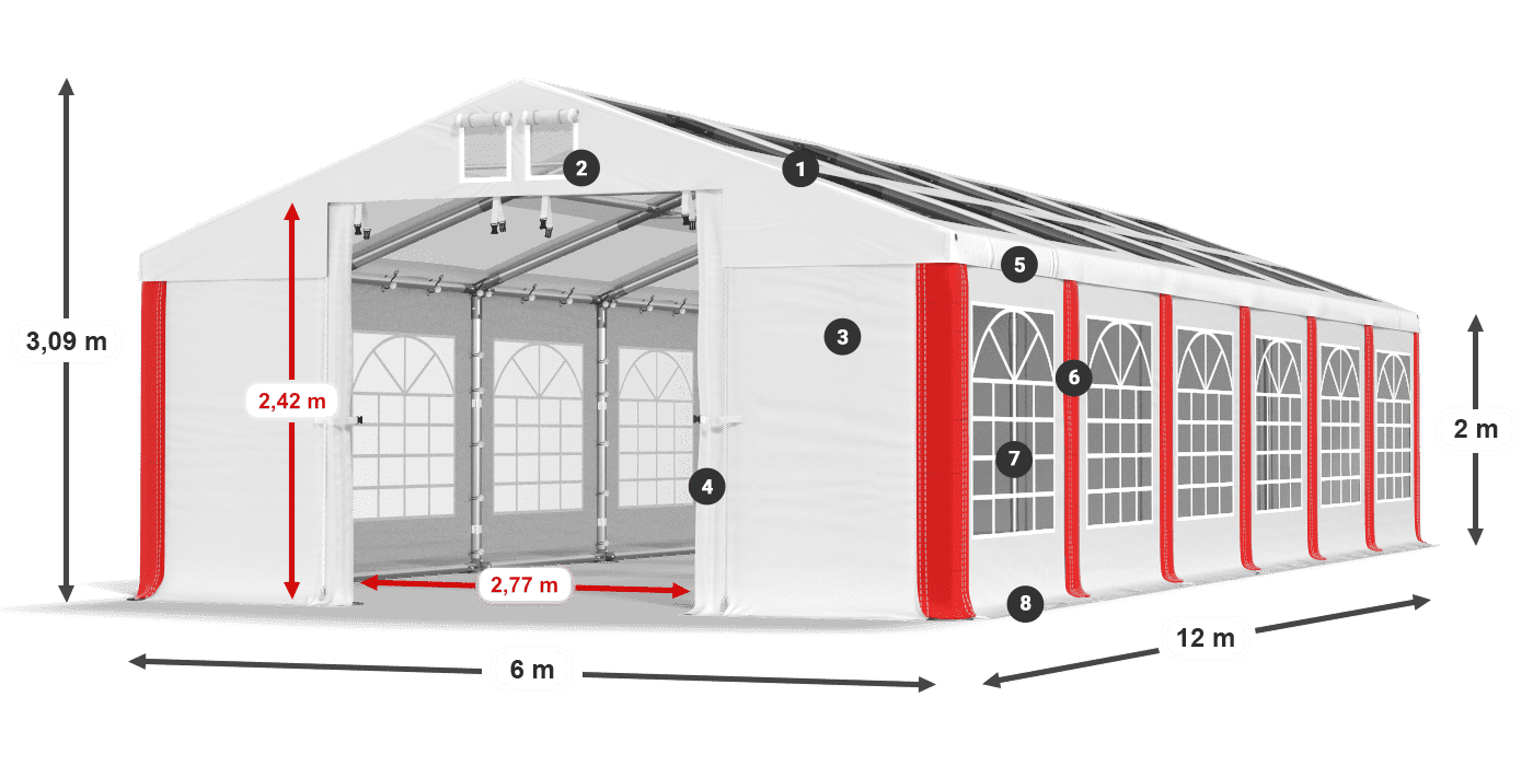 Střecha: MS T 580 PVC Stěny: FR 620 PVC 2m legenda