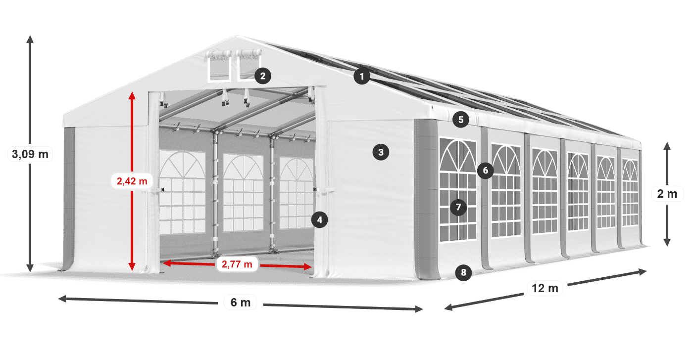 Střecha: MS T 580 PVC Stěny: FR 620 PVC 2m legenda