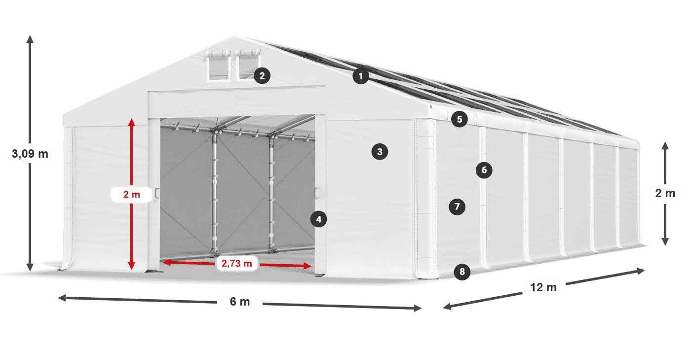 Střecha: MS T 580 PVC Stěny: FR 620 PVC 2m legenda
