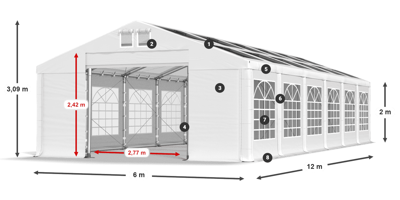 Střecha: MS T 580 PVC Stěny: FR 620 PVC 2m legenda