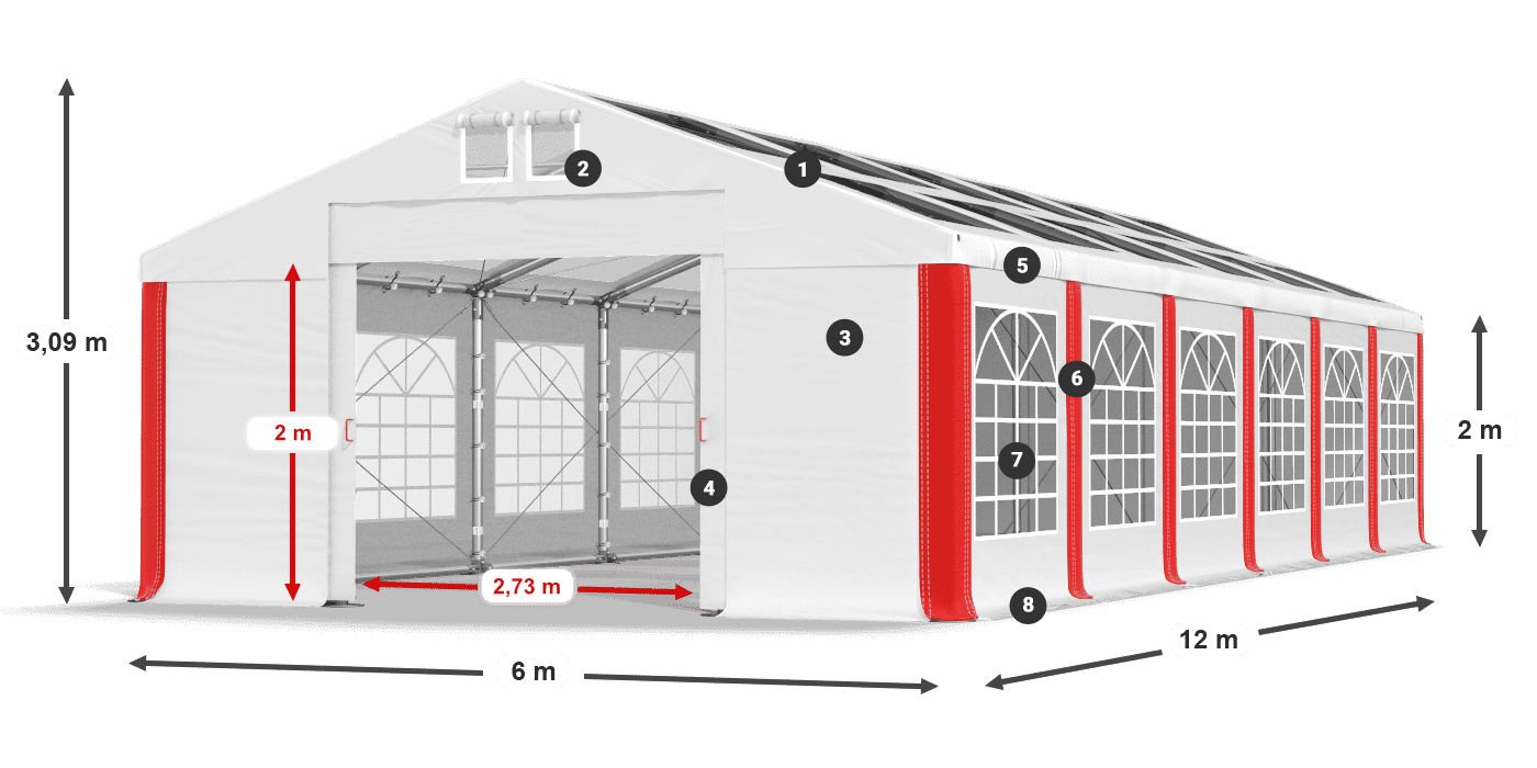 Střecha: MS T 580 PVC Stěny: FR 620 PVC 2m legenda