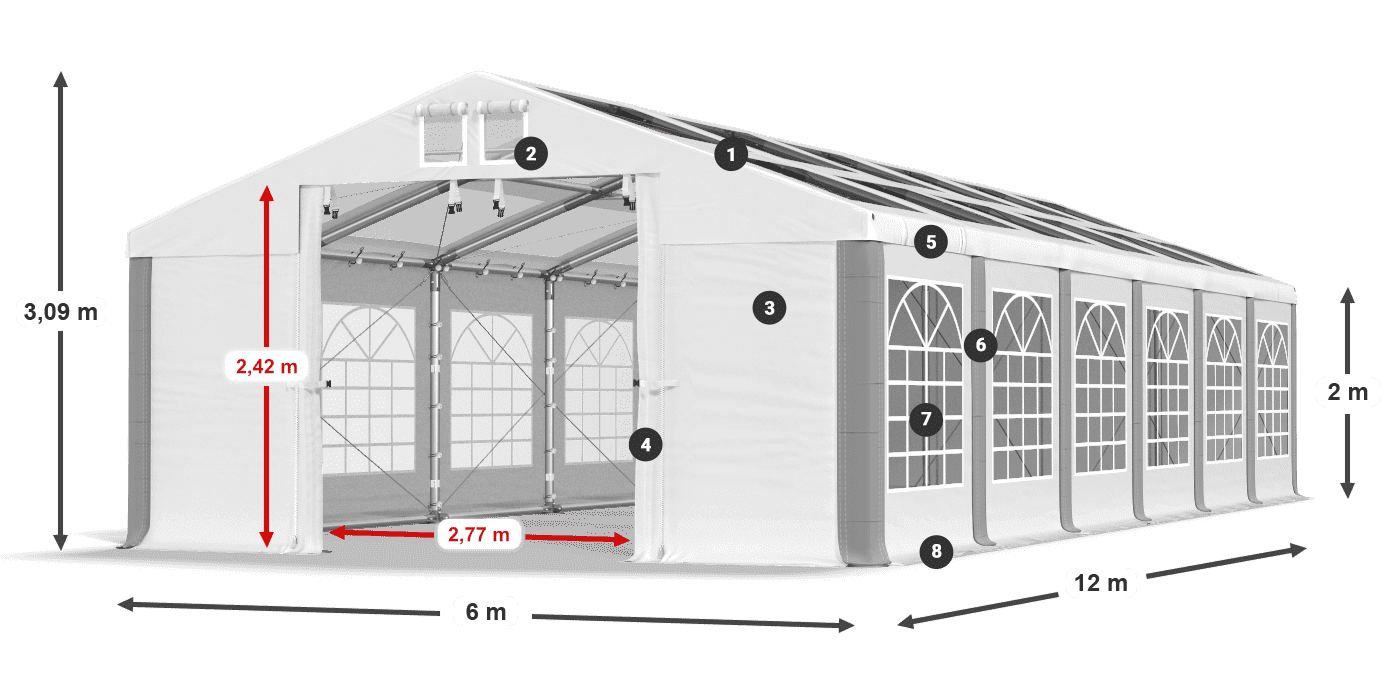 Střecha: MS T 580 PVC Stěny: FR 620 PVC 2m legenda