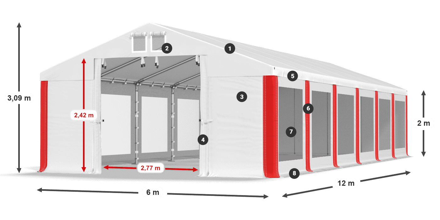 Střecha: MS 580 PVC Stěny: MS 580 PVC 2m legenda