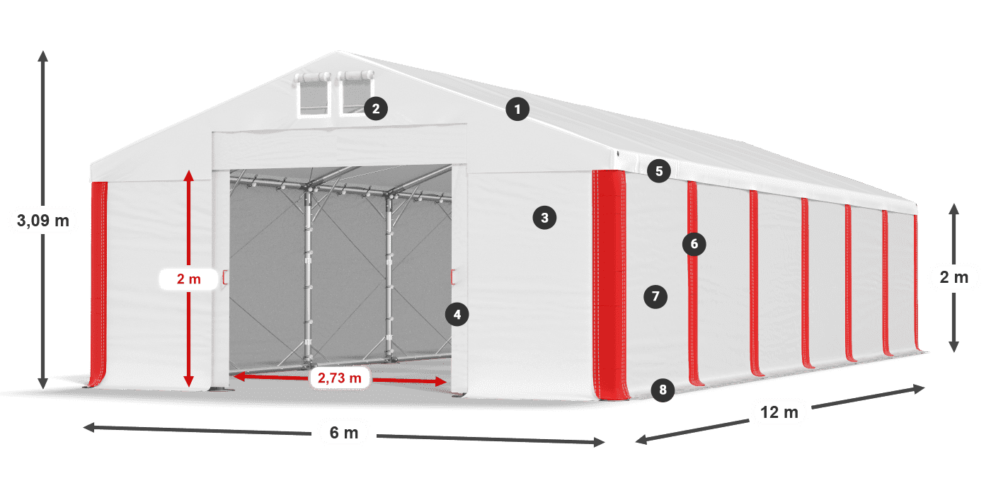 Střecha: MS 580 PVC Stěny: SD 500 PVC 2m legenda