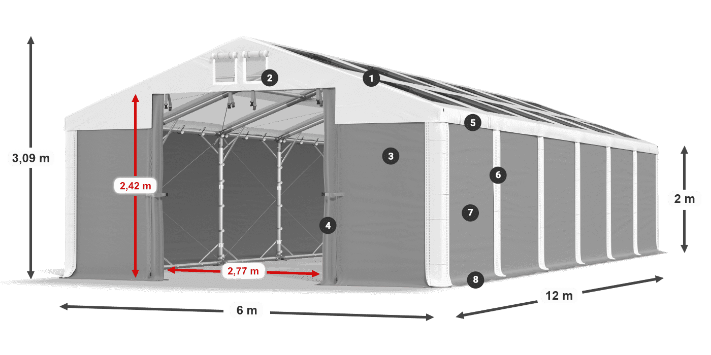 Střecha: MS T 580 PVC Stěny: SD 500 PVC 2m legenda