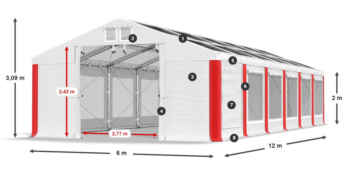 Střecha: MS T 580 PVC Stěny: SDM 500 PVC 2m legenda