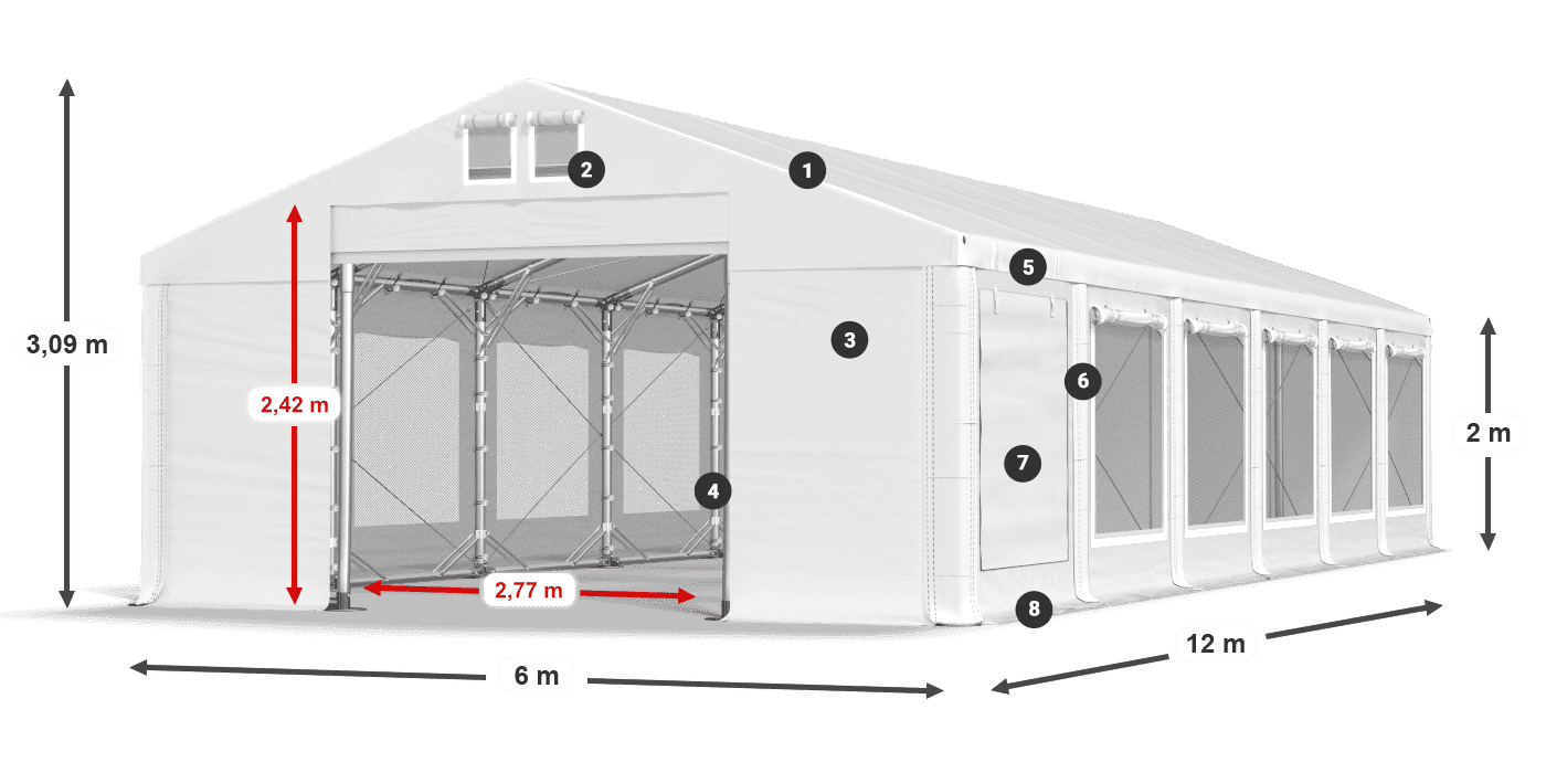 Střecha: MS 580 PVC Stěny: SD M 500 PVC 2m legenda