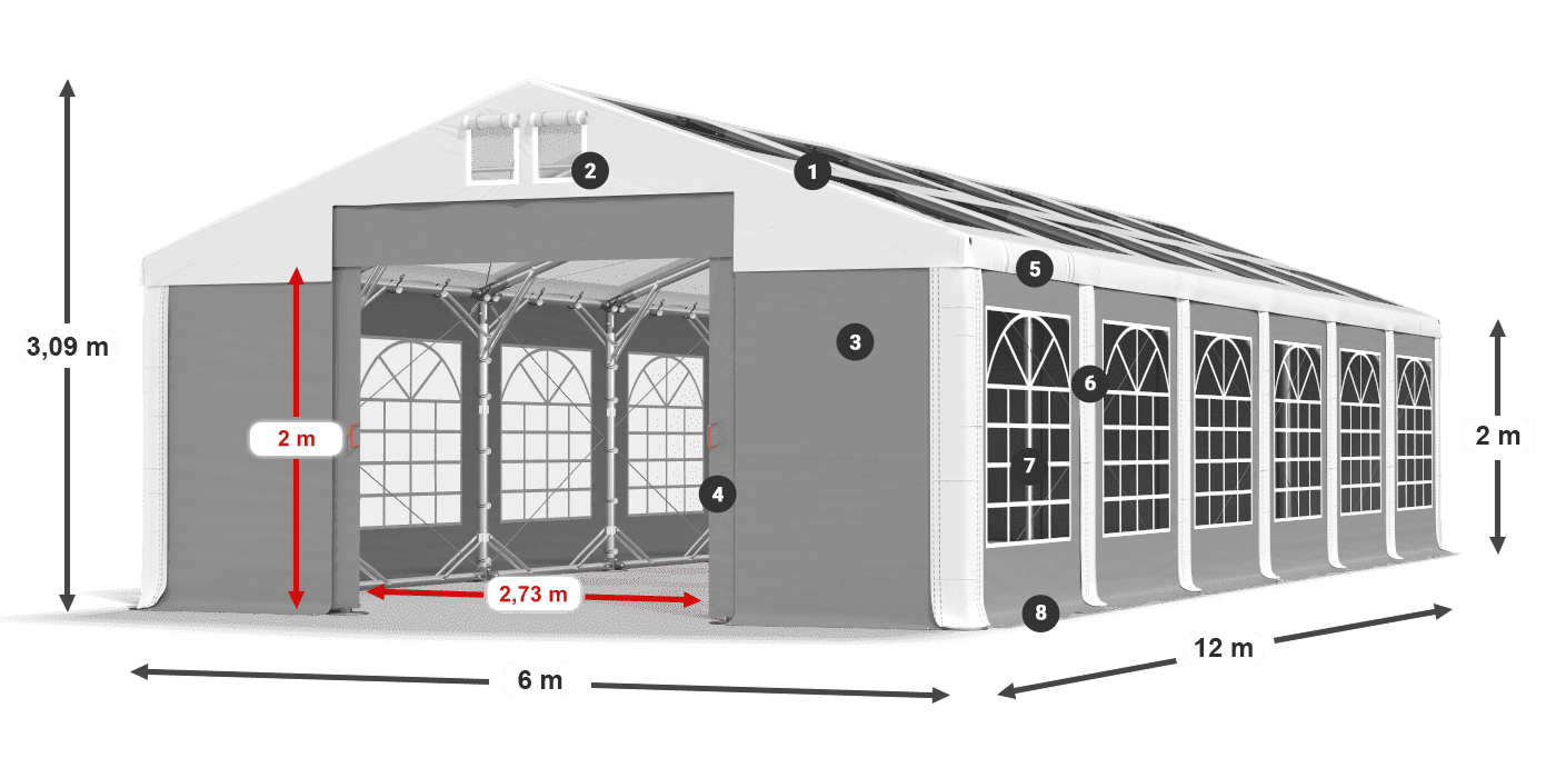 Střecha: MS 580 PVC Stěny: SD 500 PVC 2m legenda