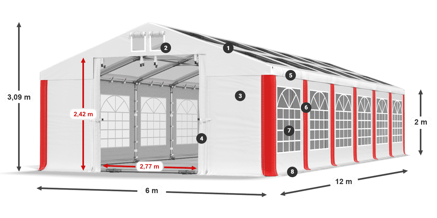 Střecha: MS 580 PVC Stěny: SD 500 PVC 2m legenda