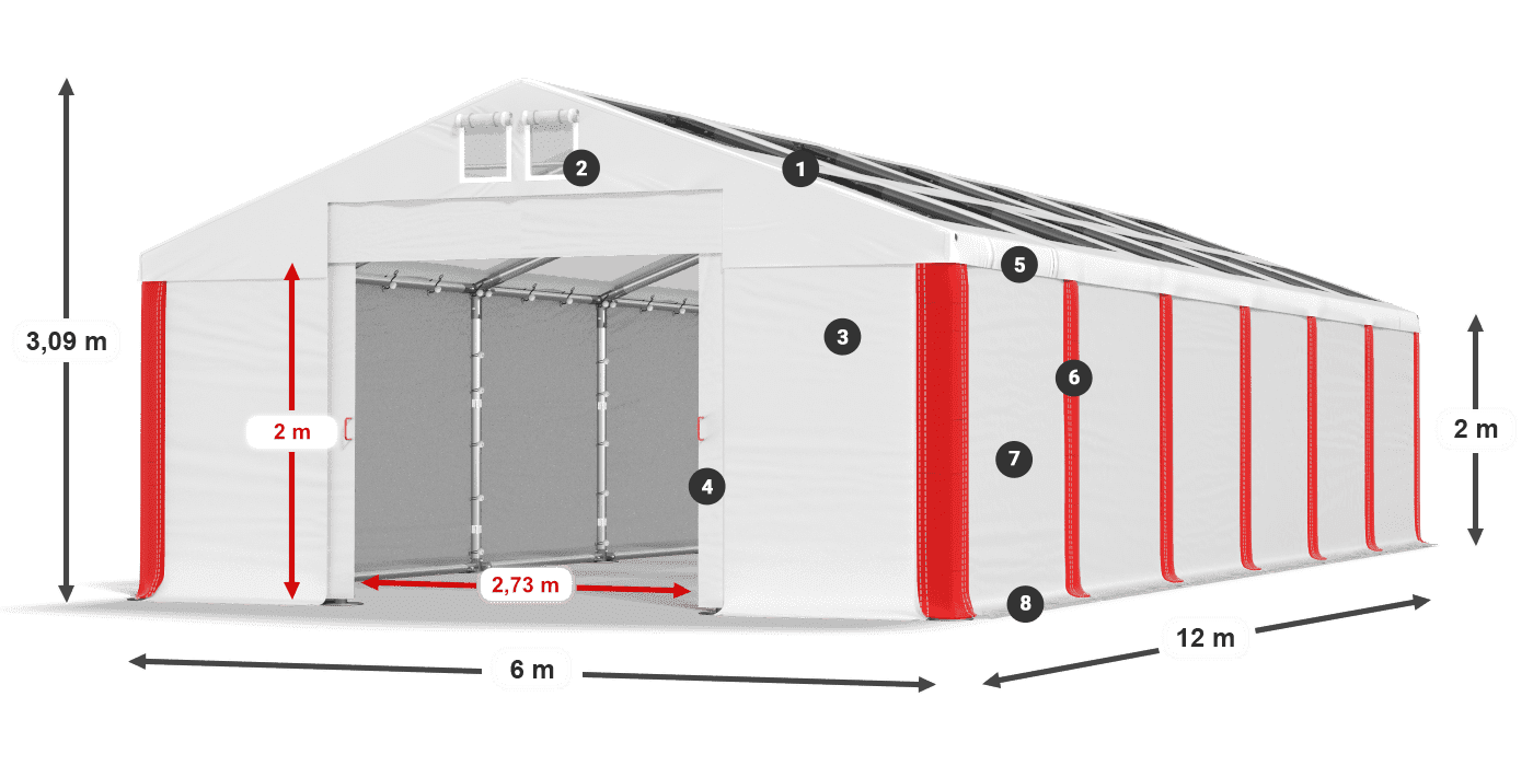 Střecha: MS T 580 PVC Stěny: SD 500 PVC 2m legenda
