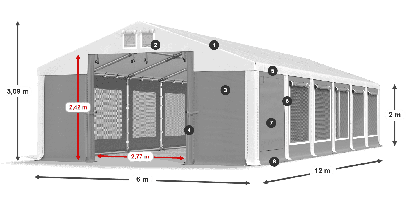 Střecha: MS 580 PVC Stěny: SD M 500 PVC 2m legenda