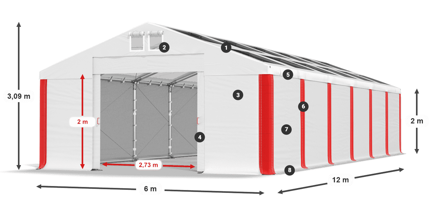 Střecha: MS T 580 PVC Stěny: SD 500 PVC 2m legenda