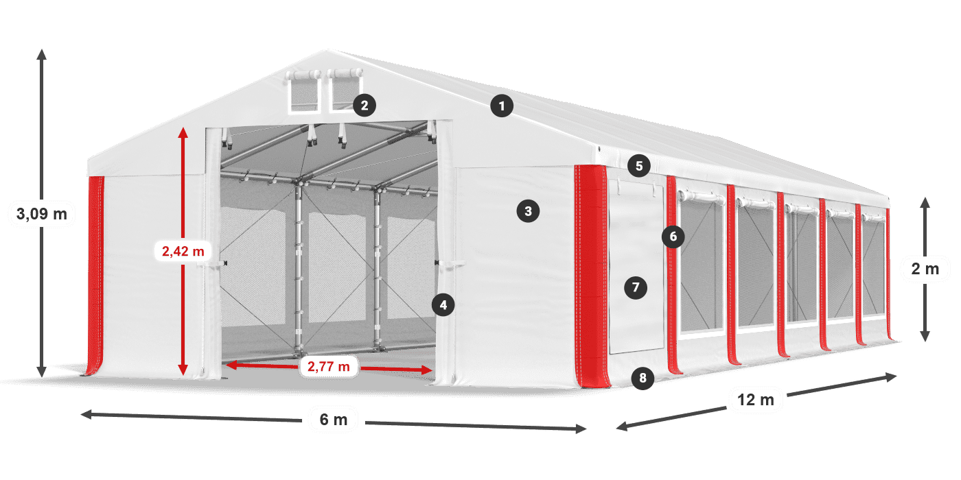Střecha: MS 580 PVC Stěny: SD M 500 PVC 2m legenda