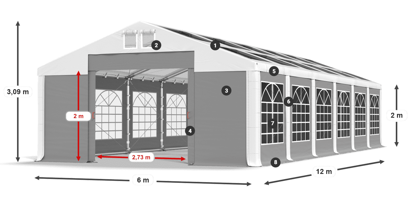 Střecha: MS 580 PVC Stěny: SD 500 PVC 2m legenda