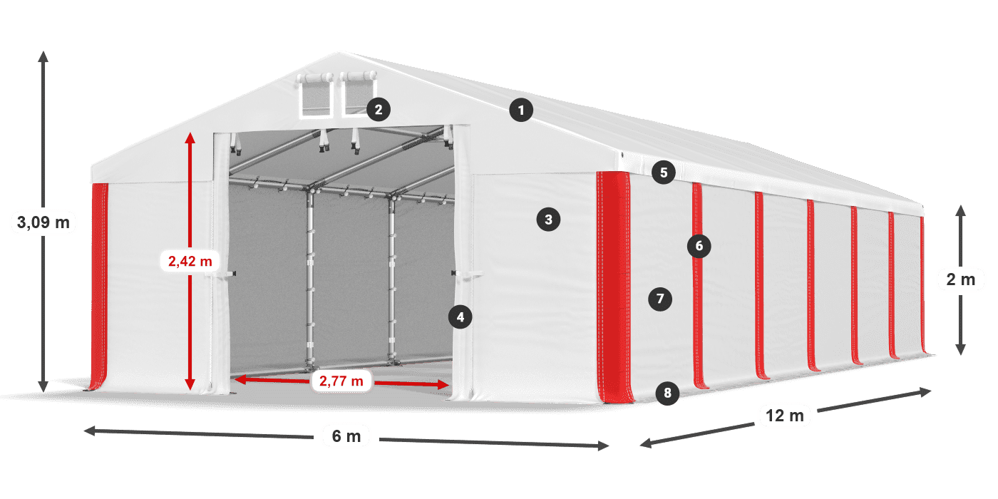 Střecha: SD 560 PVC Stěny: MS 580 PVC legenda 2m