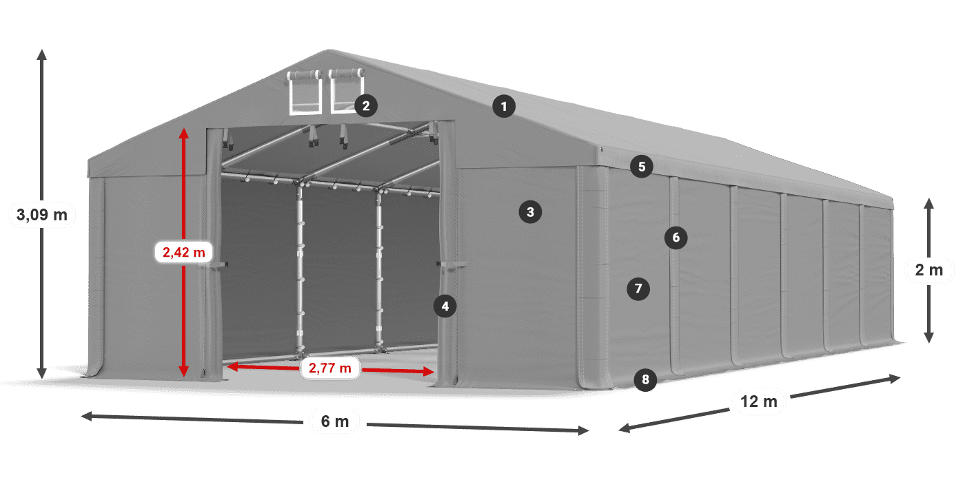Střecha: SD 560 PVC Stěny: MS 580 PVC legenda 2m