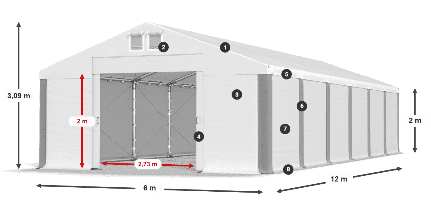 Střecha: SD 560 PVC Stěny: MS 580 PVC legenda 2m