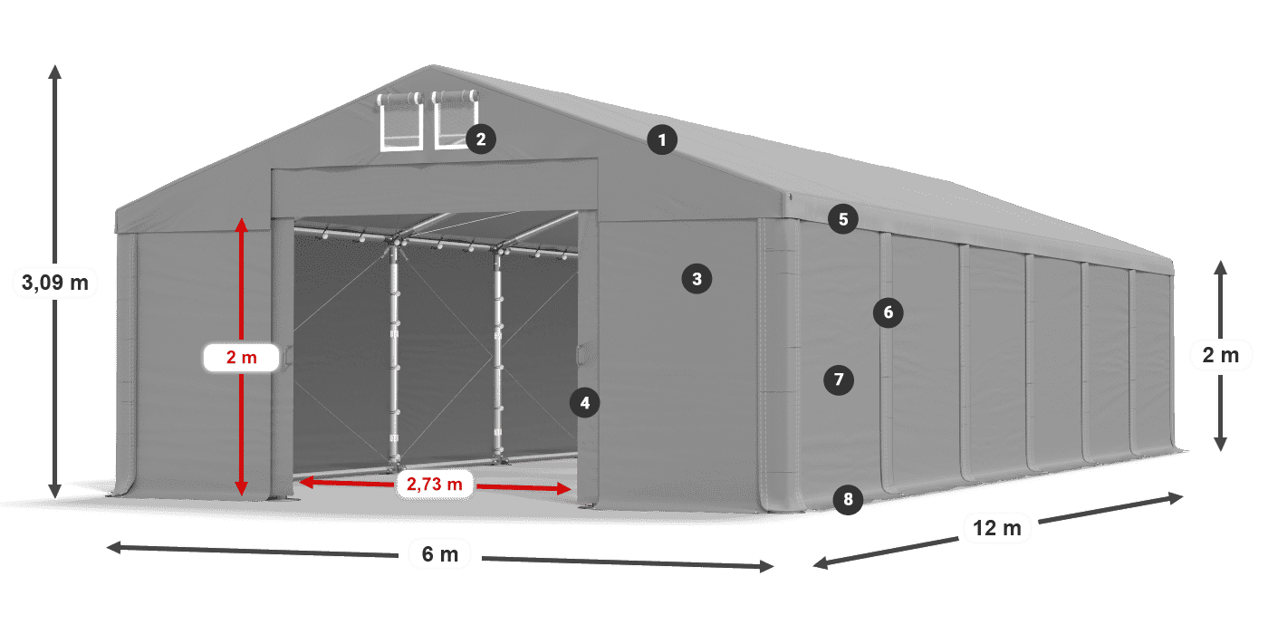 Střecha: SD 560 PVC Stěny: MS 580 PVC legenda 2m